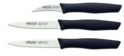 Arcos Nova 3-piece Paring Knife Set - Black Handles