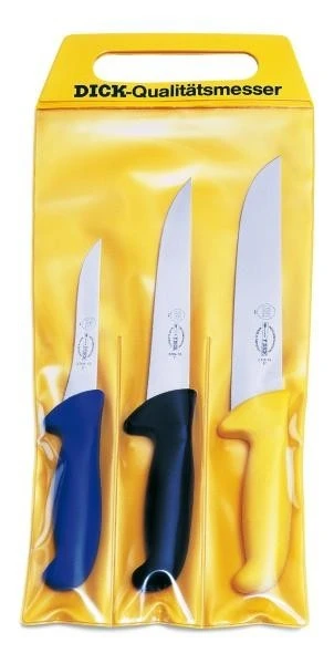 Dick Ergogrip 3-piece Butcher Knife Set - Ergonomic Multicoloured Handles 1 Dick Ergogrip 3-piece Butcher Knife Set - Ergonomic Multicoloured Handles