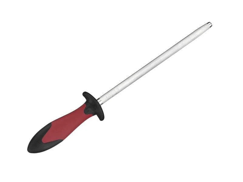 FISCHER Sharpening Steel 25cm Red Bi-material Handle 1 FISCHER Sharpening Steel 25cm Red Bi-material Handle