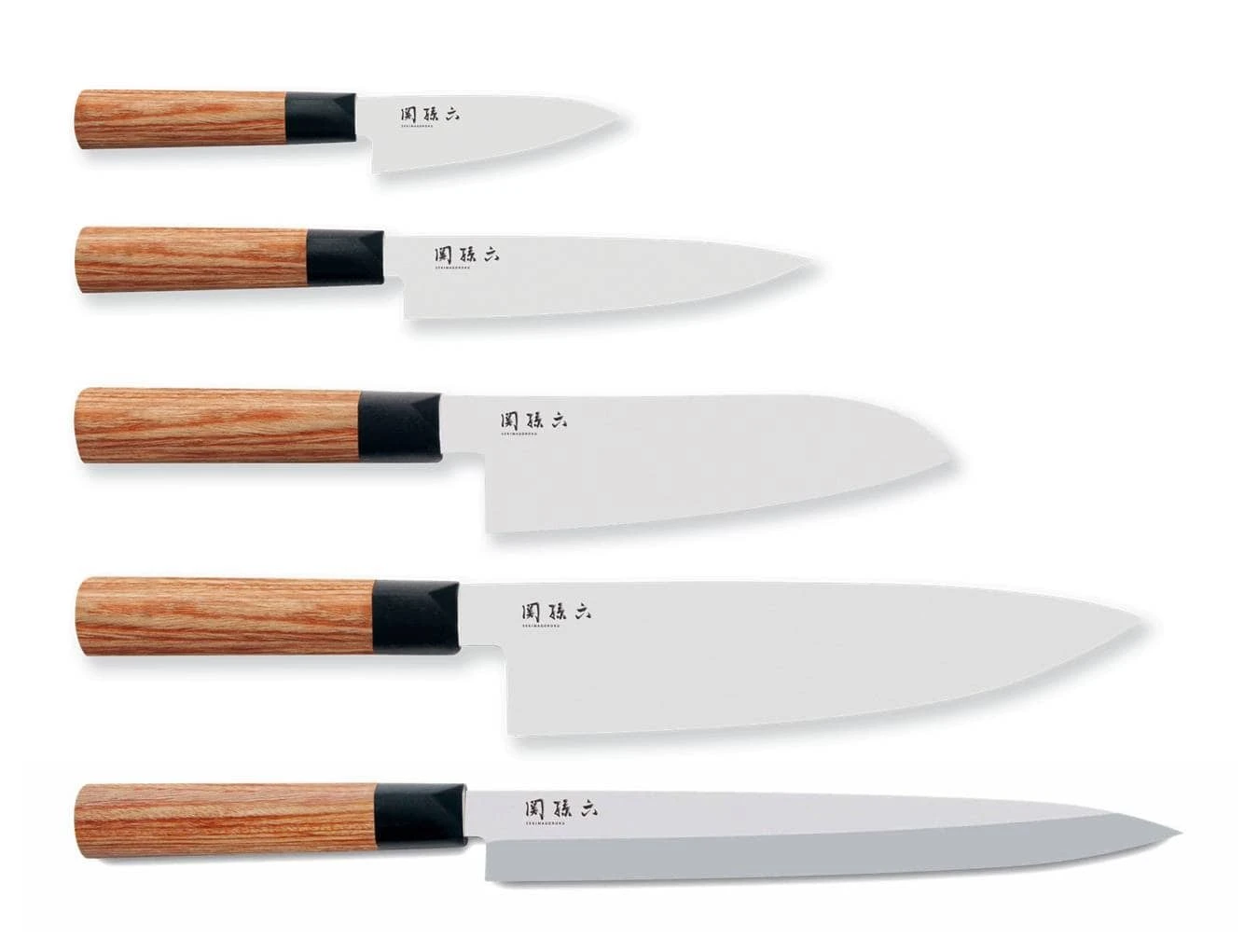 KAI Seki Magoroku Redwood Pack Of 5 Japanese Kitchen Knives 1 KAI Seki Magoroku Redwood Pack Of 5 Japanese Kitchen Knives
