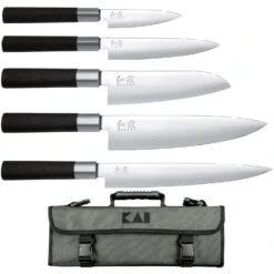KAI Wasabi Black Knife Bag With 5 Knives EUROPE