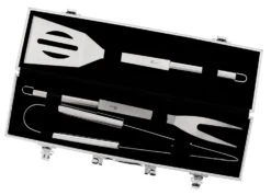 Pradel Excellence 3-piece Barbecue Tool Set With Metallic Case -KnifeMaster Store pradel excellence 3 piece barbecue tool set metallic case 2