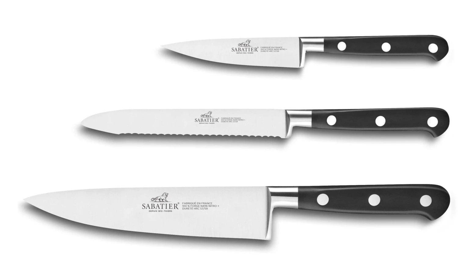 Sabatier Ideal 100% Forged Set With 3 Kitchen Knives 2 Sabatier Ideal 100% Forged Set With 3 Kitchen Knives - Image 2