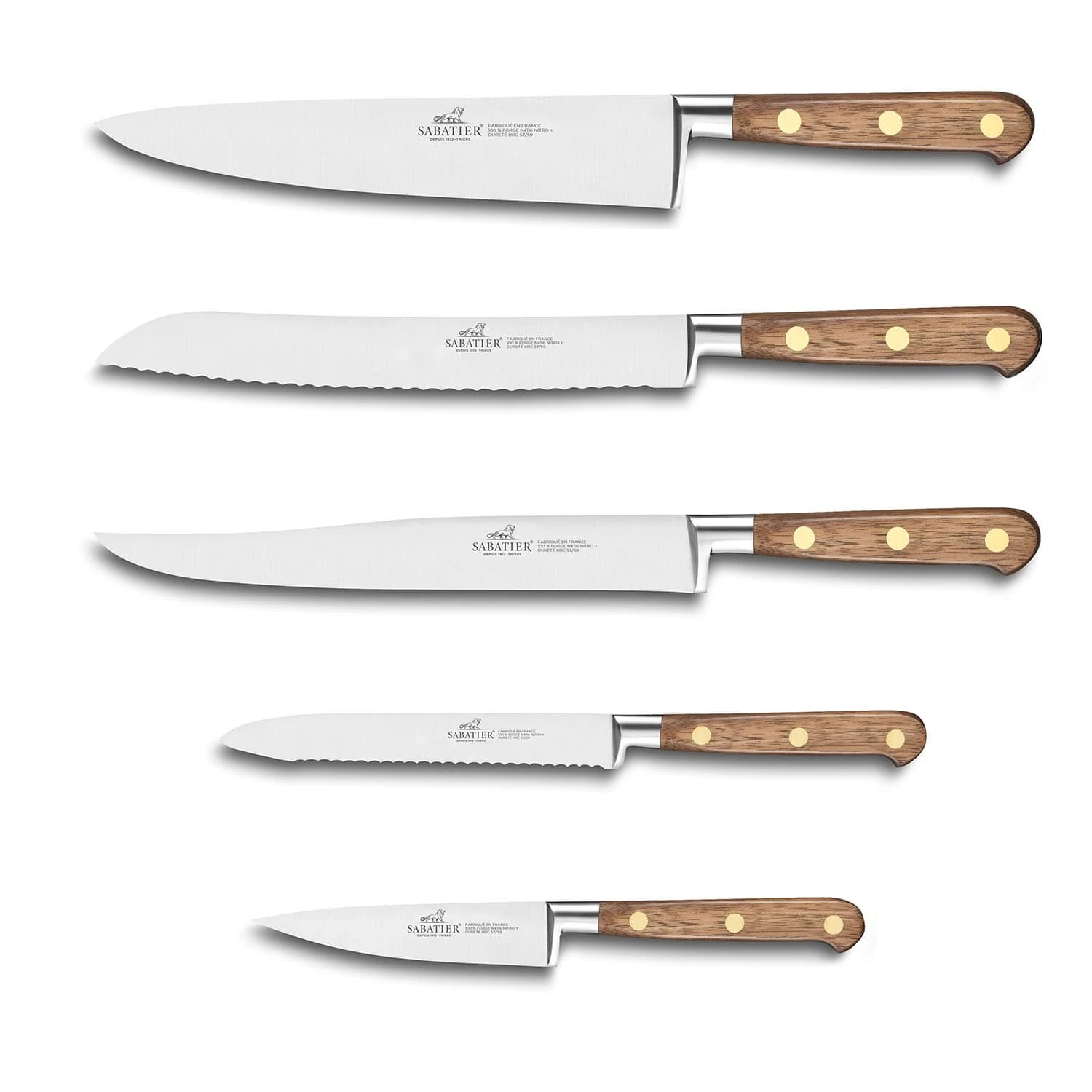 Sabatier Perigord Knife Block With 5 Kitchen Knives - Walnut Wood Handles 2 Sabatier Perigord Knife Block With 5 Kitchen Knives - Walnut Wood Handles - Image 2