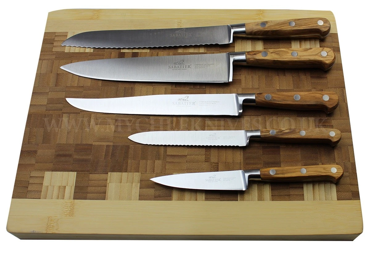 Sabatier Provençao White Knife Block With 5 Kitchen Knives - Olive Wood Handles 2 Sabatier Provençao White Knife Block With 5 Kitchen Knives - Olive Wood Handles - Image 2