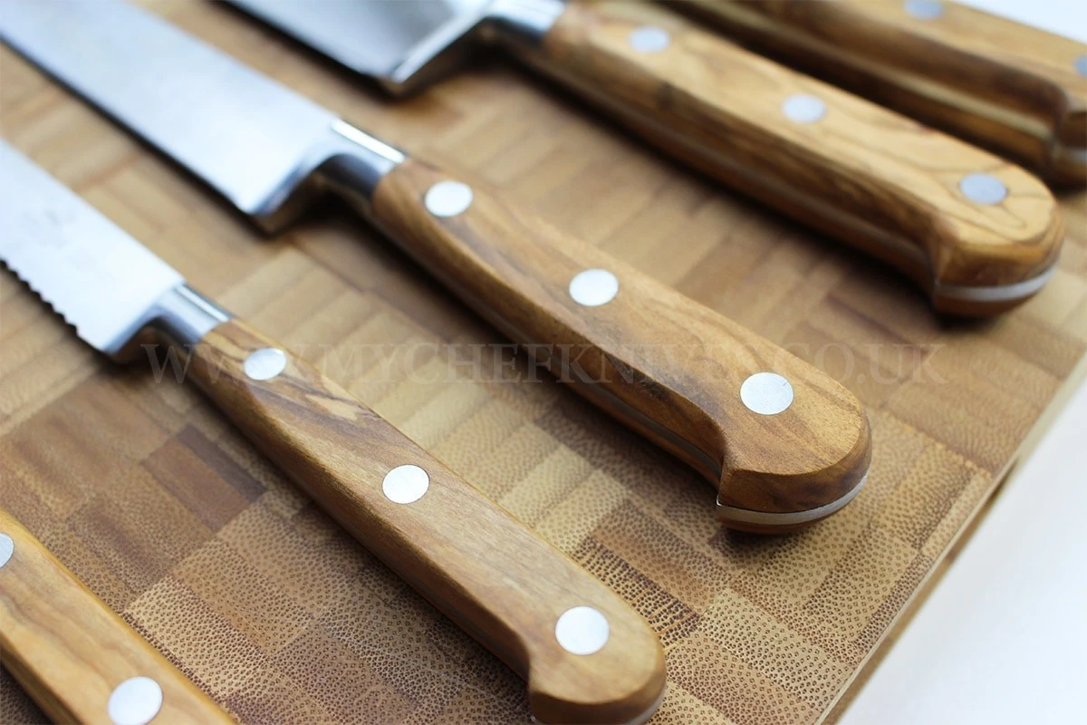 Sabatier Provençao White Knife Block With 5 Kitchen Knives - Olive Wood Handles 5 Sabatier Provençao White Knife Block With 5 Kitchen Knives - Olive Wood Handles - Image 5