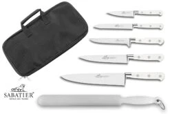 Sabatier Toque Blanche Knife Bag Set With 5 Kitchen Knives + 1 Sharpening Steel