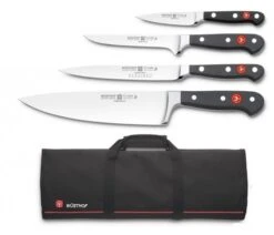 Wusthof Classic Knife Bag With 4 Kitchen Knives